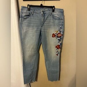 Universal Thread Light Blue Jeans with Floral Embroidery